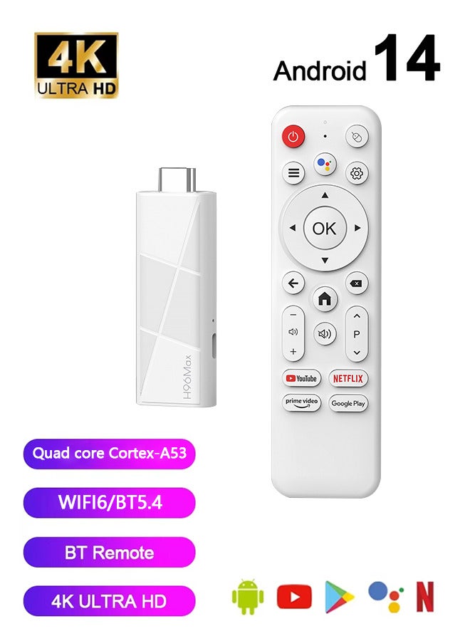 H96 Max TV Stick Android14 Quad Core BT5.4 4K@60fps ATV Launcher Google Voice Assistant Media Player AI TV Stick, TV Box(2GB + 16GB)  - Image 1
