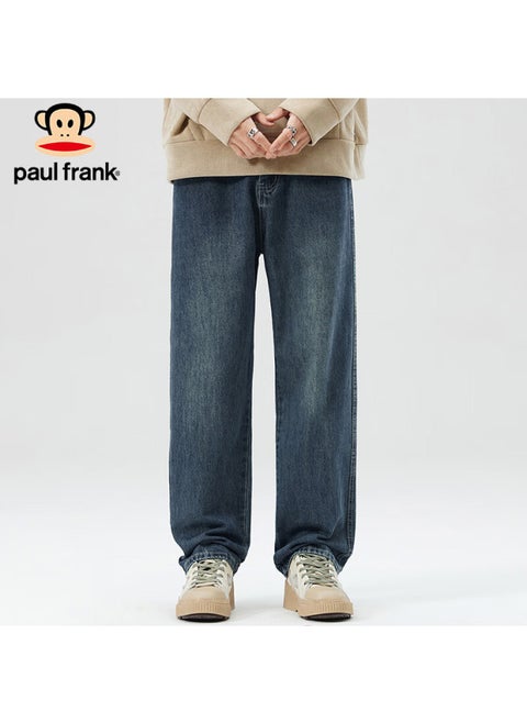 Paul Frank Men's Spring Loose Wide Leg Jeans Men's American Casual Pants Men's Pants Vintage Blue 33