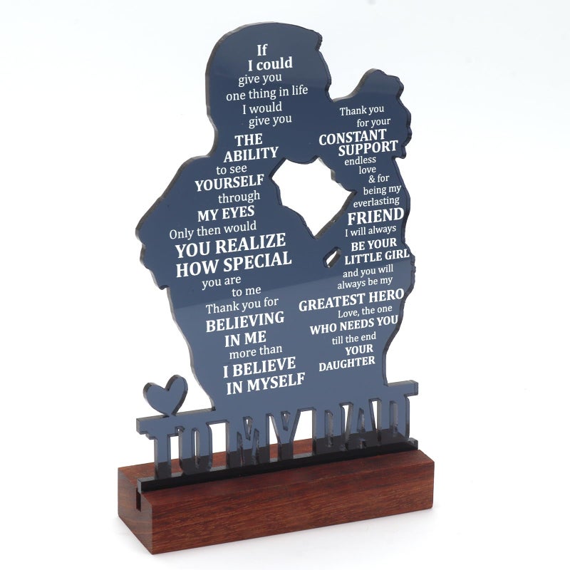 Heartfelt Gifting Dad Gifts from Daughter - Meaningful Fathers Day, Birthday, Christmas Sentimental Present for Father, Step Bonus Dad Daddy Papa Pop Old Man Acrylic Keepsake Plaque for Desk Decor Office Home - Image 3