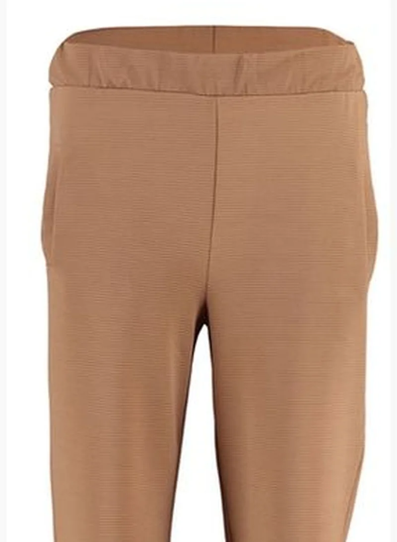 trendyol Camel Wide Leg Knit Sweatpants