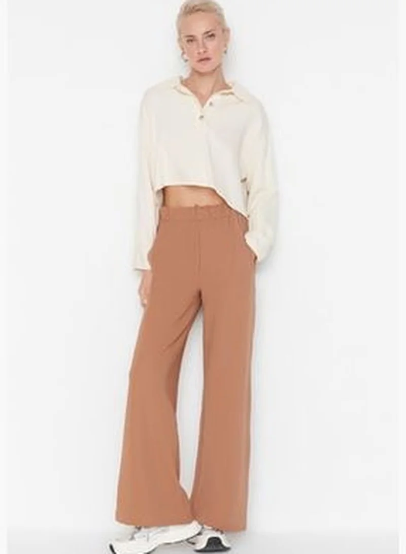 trendyol Camel Wide Leg Knit Sweatpants