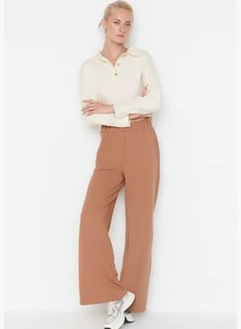 trendyol Camel Wide Leg Knit Sweatpants