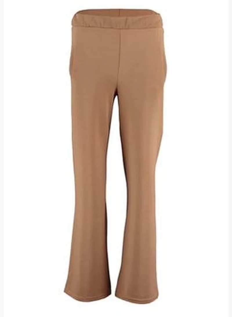 trendyol Camel Wide Leg Knit Sweatpants