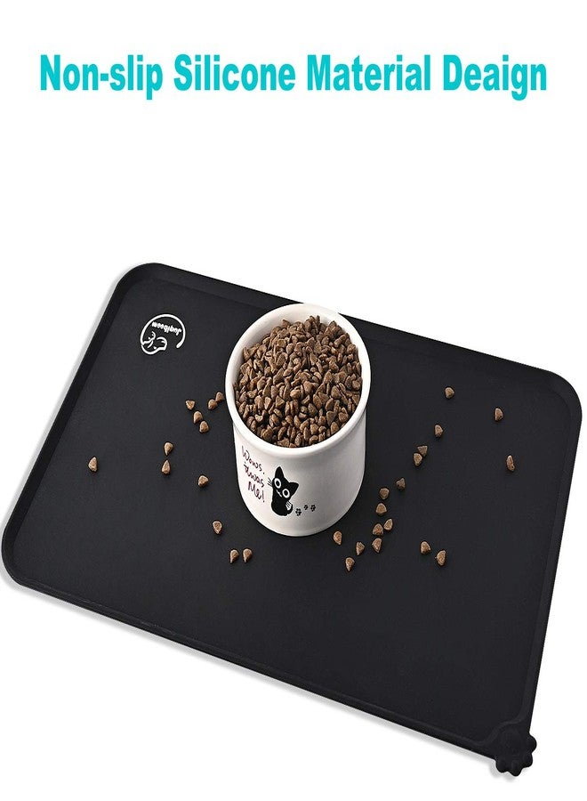 Juqiboom Silicone Waterproof Dog Cat Pet Feeding Mats, Non Slip, Easy Clean Pet Dog Cat Bowl Mats Placemat (18.5" x 11.5") Black - Image 5
