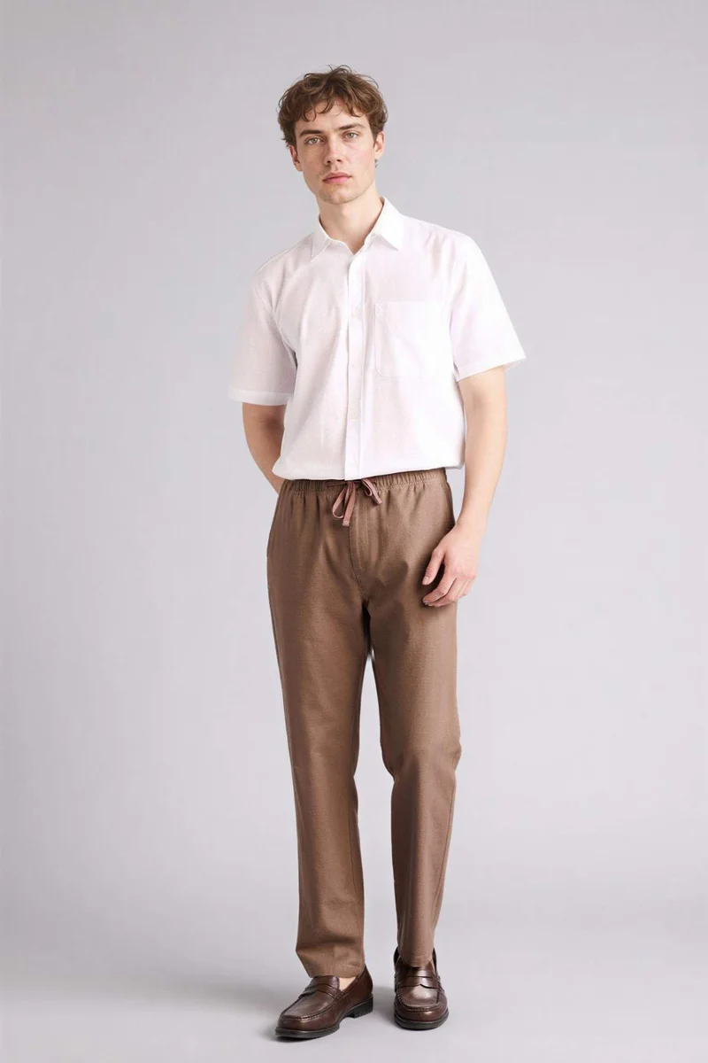 ديفاكتو Regular Fit 100% Cotton Trousers