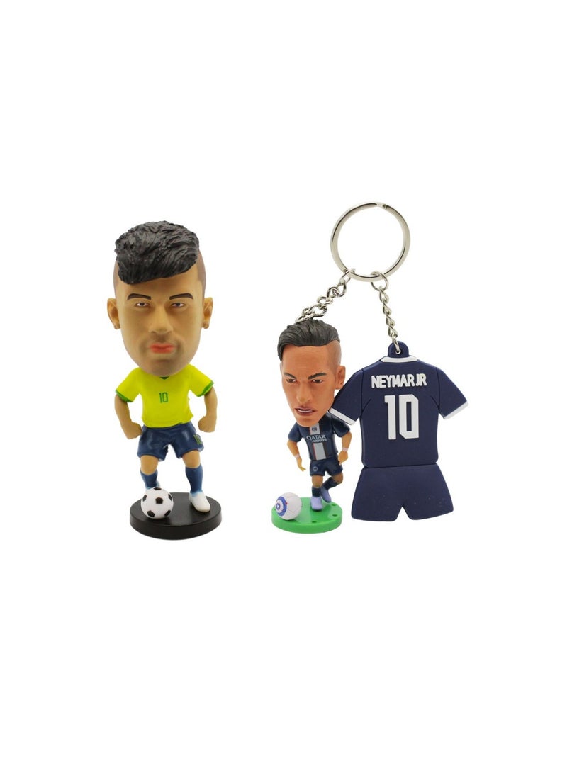 Football Super Hero Bobble Head for Car Dashboard or Desk and Football Stars Jersey Keychain - Image 1