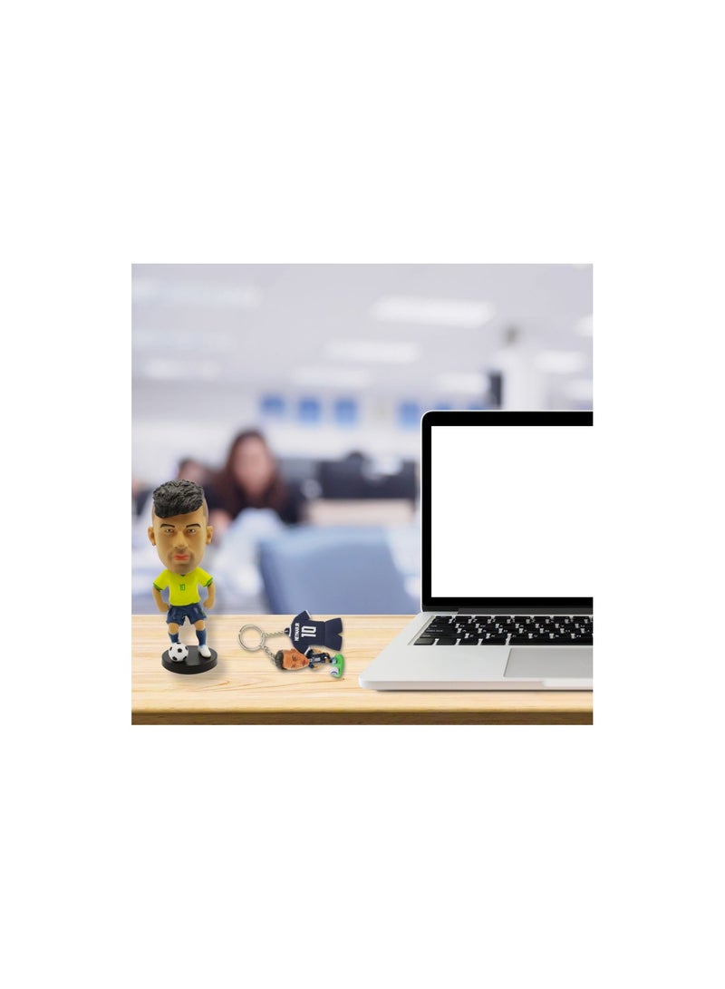 Football Super Hero Bobble Head for Car Dashboard or Desk and Football Stars Jersey Keychain - Image 3