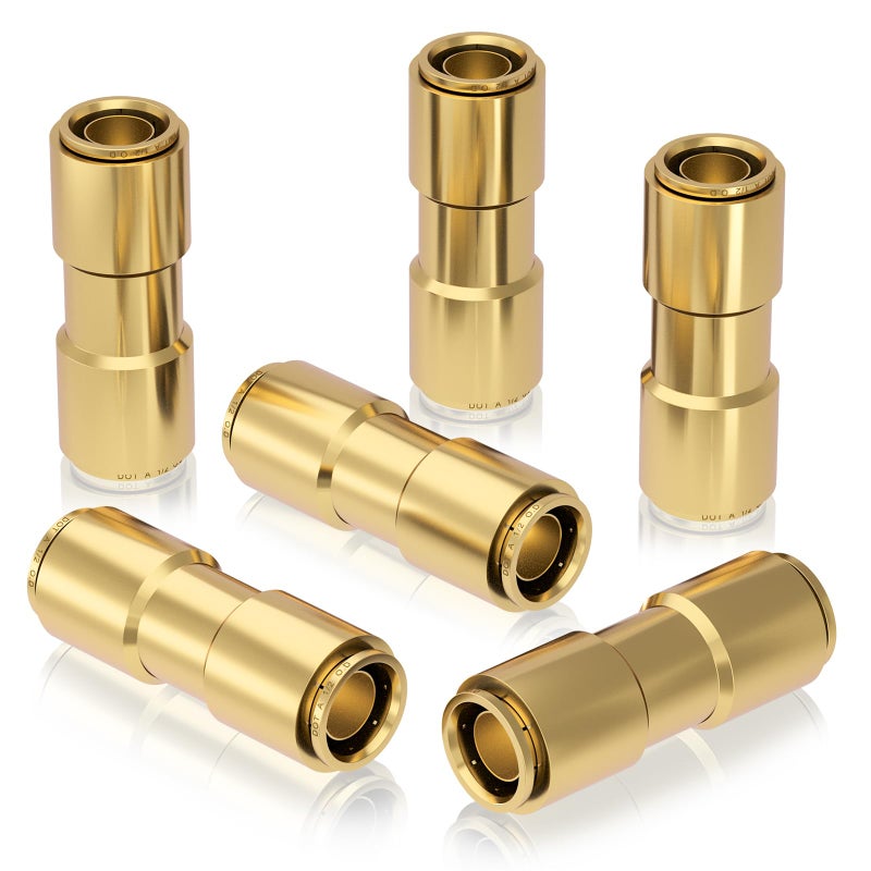 CheeMuii 6 PCS 12 Brass DOT Air Line Fitting Straight Union Quick Connect Fittings 12 Air Hose DOT Air Fittings for Semi Truck Trailers Industry Air System - Image 2