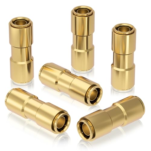 CheeMuii 6 PCS 12 Brass DOT Air Line Fitting Straight Union Quick Connect Fittings 12 Air Hose DOT Air Fittings for Semi Truck Trailers Industry Air System - Image 1