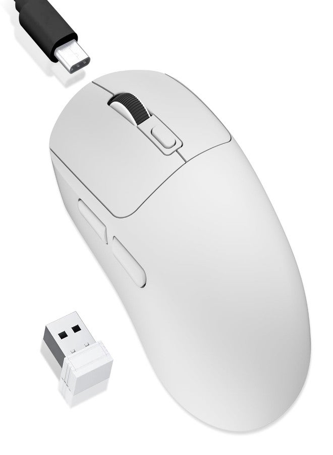 MELOGAGA Wireless Gaming Mouse, 2.4G/Bluetooth 5.4/USB-C 3-Mode Wired/Cordless Game Mice with 8 Adjustable DPI, Ergonomic Rechargeable Computer Mouse for PC, Mac, PS5, Tablet -White - Image 1