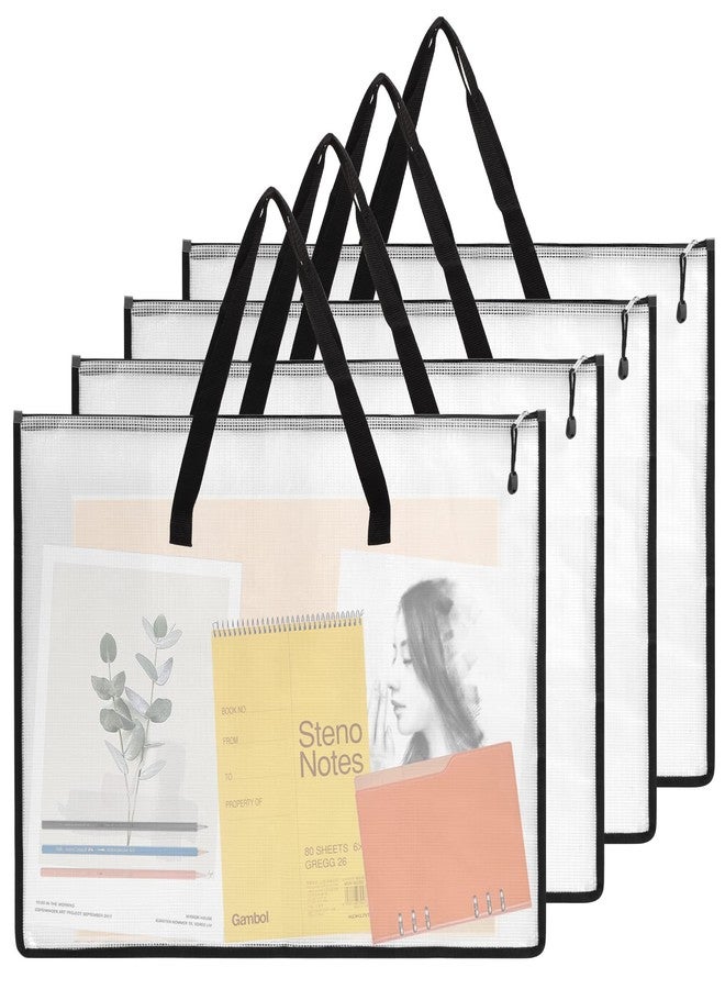 EOOUT 4pcs 18.5x24.8 Inches Art Portfolio Bags, Portfolio Folder for Artwork, Posters Storage Bag with Zipper and Handle Mesh Folder Organizers for Poster, Scrapbook, Keepsake and Bulletin Board - Image 1
