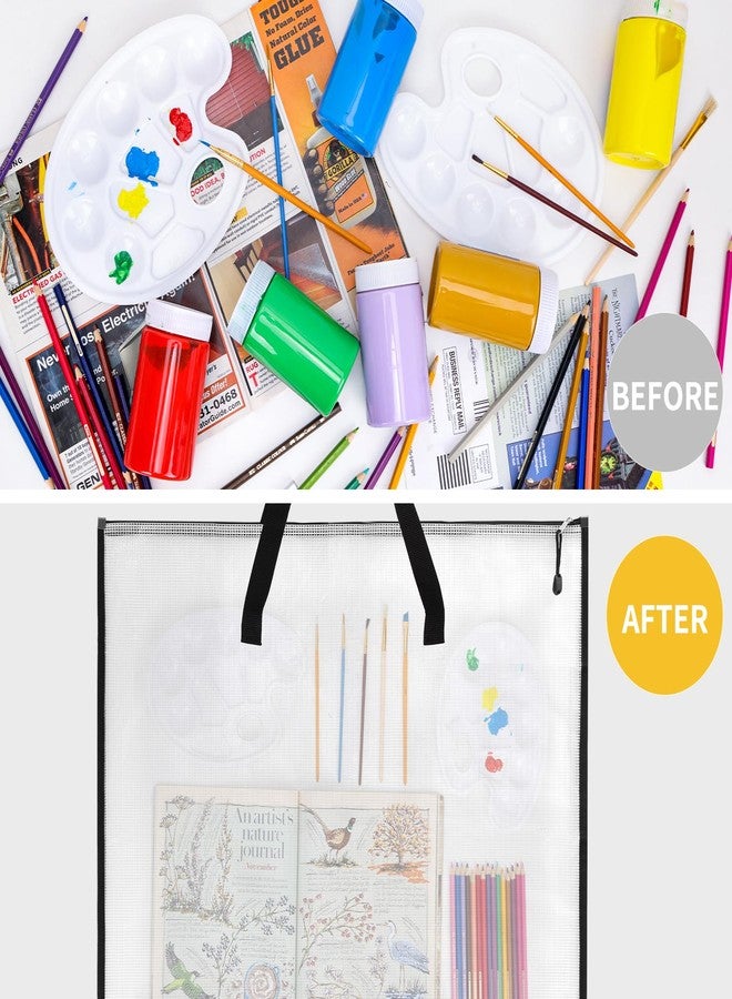 EOOUT 4pcs 18.5x24.8 Inches Art Portfolio Bags, Portfolio Folder for Artwork, Posters Storage Bag with Zipper and Handle Mesh Folder Organizers for Poster, Scrapbook, Keepsake and Bulletin Board - Image 5