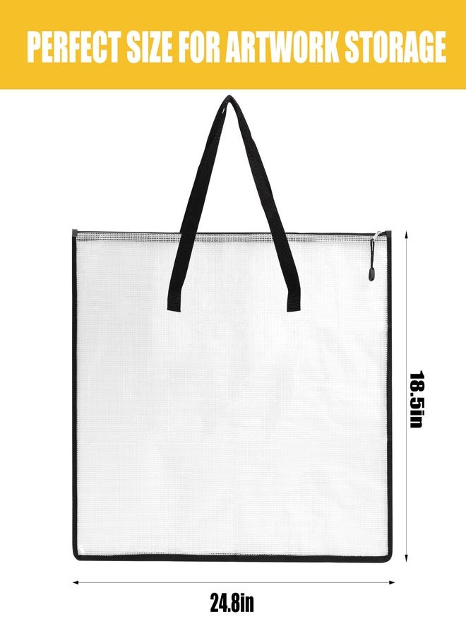 EOOUT 4pcs 18.5x24.8 Inches Art Portfolio Bags, Portfolio Folder for Artwork, Posters Storage Bag with Zipper and Handle Mesh Folder Organizers for Poster, Scrapbook, Keepsake and Bulletin Board - Image 2