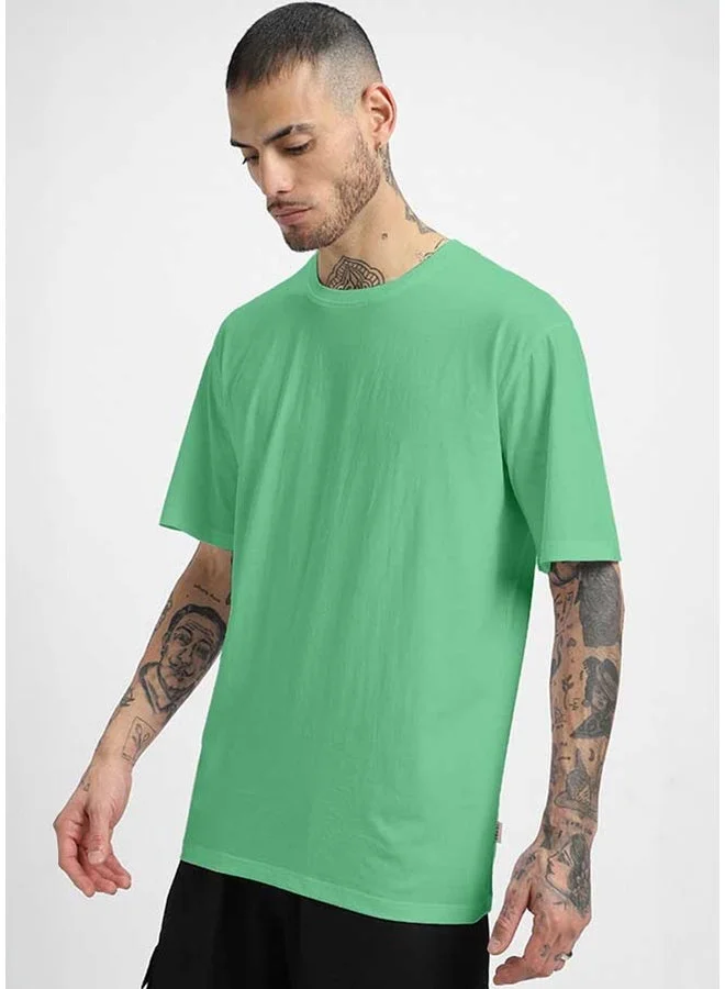 Veirdo Veirdo Pure Cotton Oversized Fit Half Sleeve T-Shirt For Men Sea Green Half Sleeve T-Shirt For Men