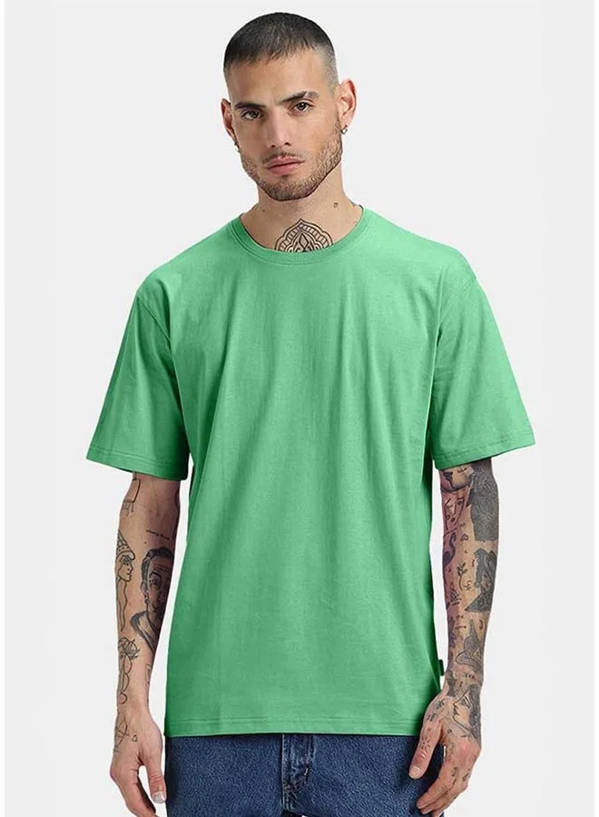 Veirdo Veirdo Pure Cotton Oversized Fit Half Sleeve T-Shirt For Men Sea Green Half Sleeve T-Shirt For Men