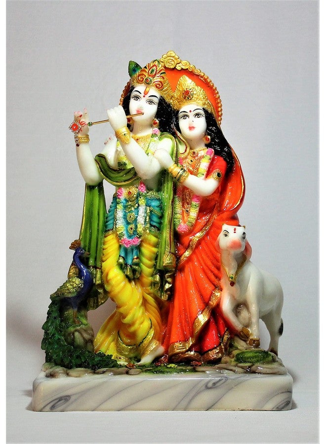 FABZONE Marble Dust Radha Krishna Idol Radhey Shyam Statue, Multicolor, 13 Inches, 1 Piece - Image 1