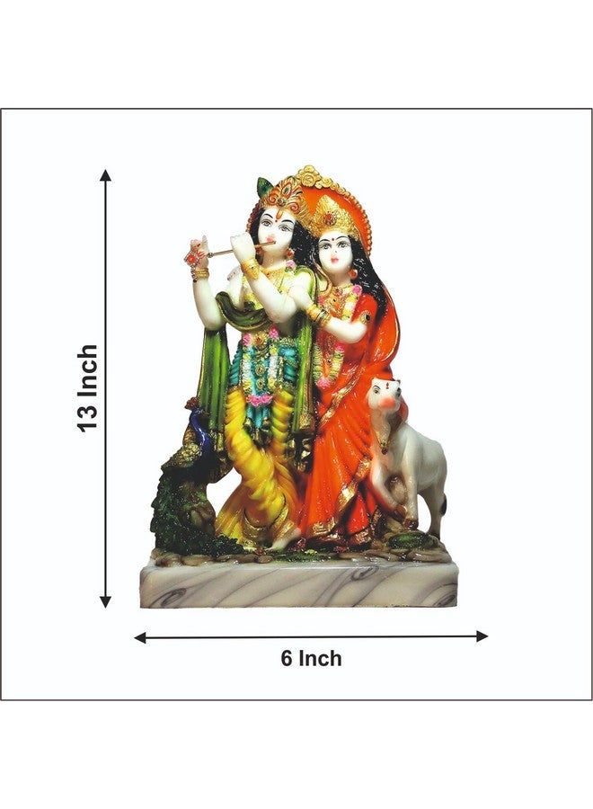FABZONE Marble Dust Radha Krishna Idol Radhey Shyam Statue, Multicolor, 13 Inches, 1 Piece - Image 5
