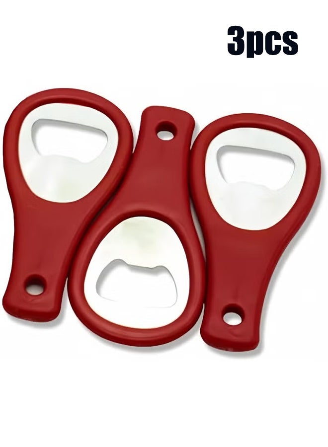 واي جيه 3 فتاحات الزجاجات المسطحة المصنوعة من الفولاذ المقاوم للصدأ ذات الخدمة الشاقة، فاتحة الزجاجات الصلبة سهلة الاستخدام، حمراء، - Image 1