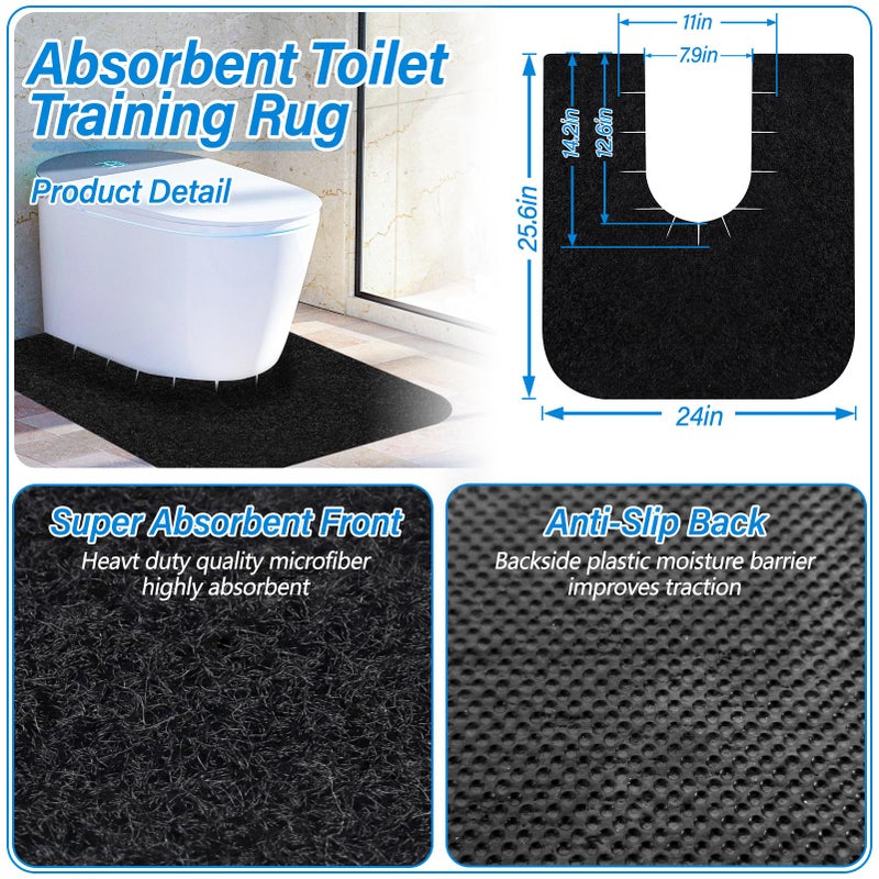ANWEOR 4 Pack Toilet Mats,Upgrade Toilet Floor Protector from Urine,Toilet Rugs U Shaped Washable,Toilet Mats for Bathroom,Around Toilet Floor Protector,Potty Training Mats for Bathroom - Image 2