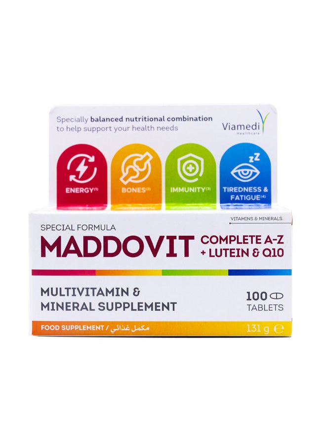 Viamedi - 100 Tablets Maddovit Complete A-Z with Lutein & Q-10 - Image 1