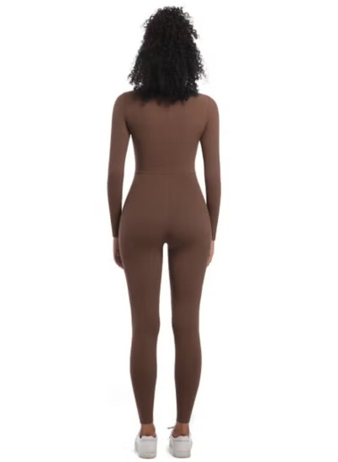 RedMapleTEK European And American Half-Zip Tight Solid Color High Elastic Long Yoga Suit Fitness Running Sports Jumpsuit  - Image 5