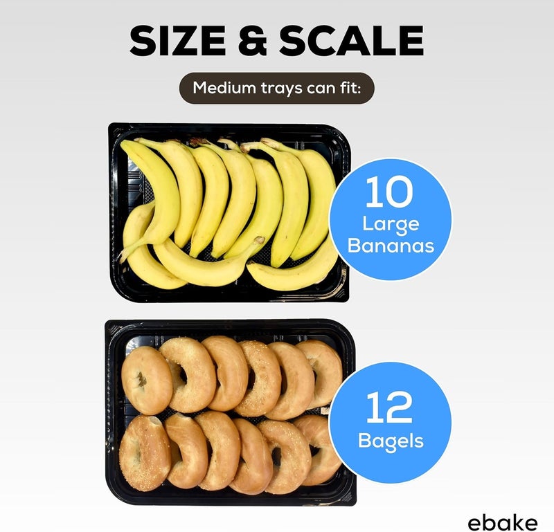 ebake 5 Pack Catering Trays with Lids – 15" Serving Tray with Lid, Heavy Duty Recyclable Plastic Party Platters for Catering, Buffet, Picnics & Events – Food Trays with Clear Lid (15.35 × 11.42 × 2.95 inch) - Image 4