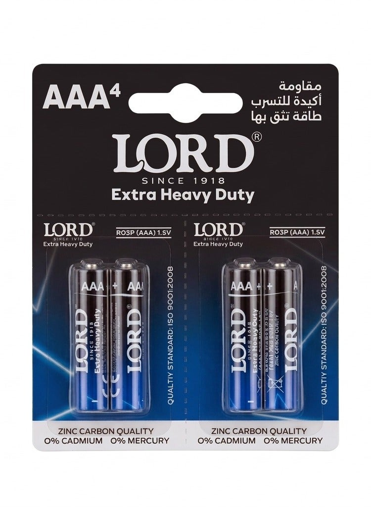 LORD Super Heavy Duty Battery Set Of 4 Batteries R03P AAA – 1.5 V