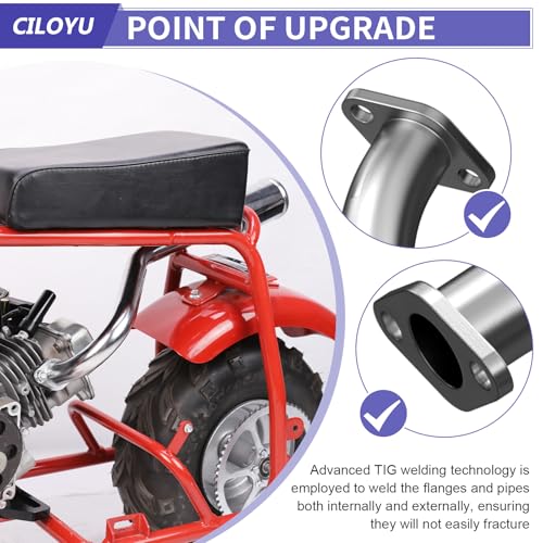 CILOYU Central Long Mini Bike Exhaust Header Pipe with Muffler Kit Replacement for GMB100 Coleman CT100U Predator 79cc 3HP 98cc Mini Bike 154F 30HP Engine GPS Rascal 98 Lite Minibike Parts - Image 3