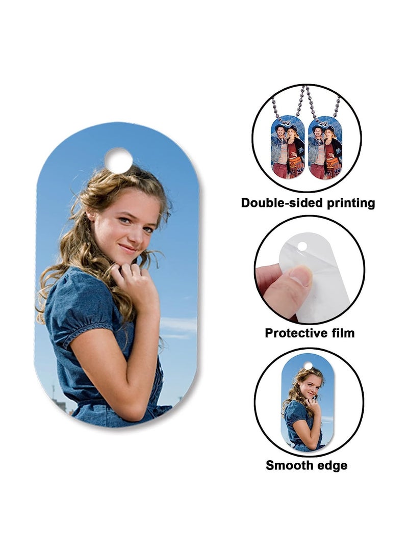 KASTWAVE Sublimation Blank Aluminum Tag, Sublimation Stamping Tag Necklace Set with White Pendants, Double Sided Blank Stamping Metal Tags for Personalized Tag Pets Tag Oval, 15 SetsV - Image 3
