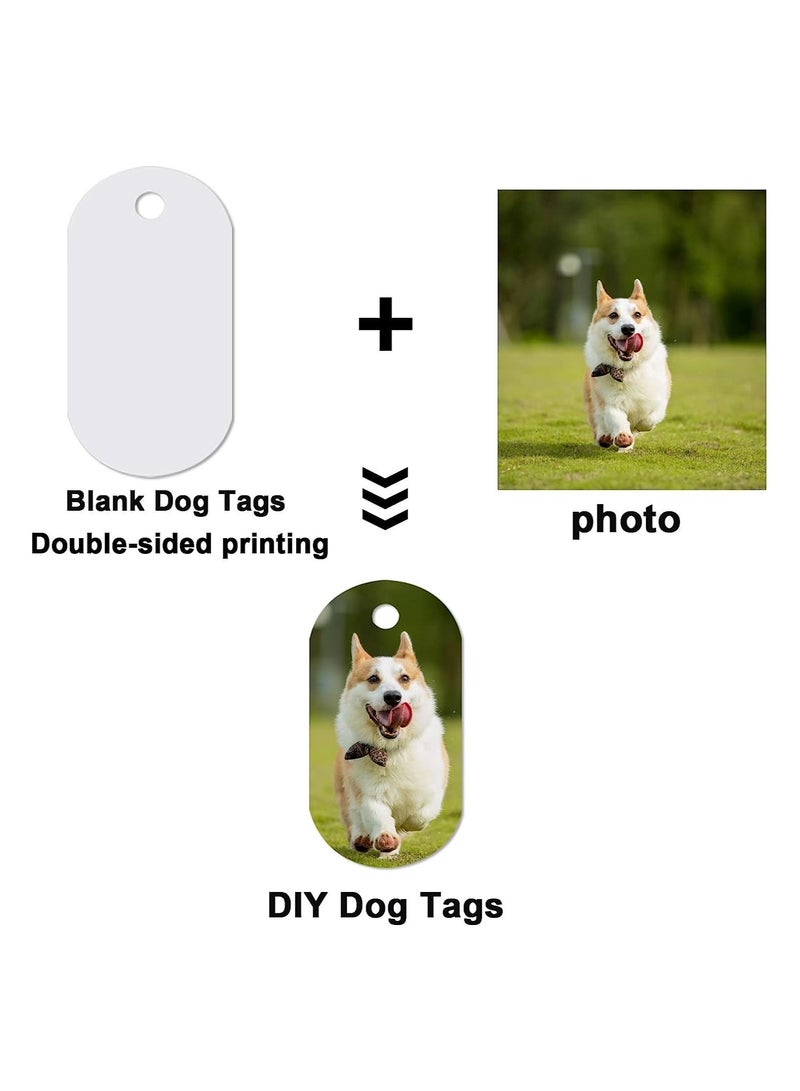 KASTWAVE Sublimation Blank Aluminum Tag, Sublimation Stamping Tag Necklace Set with White Pendants, Double Sided Blank Stamping Metal Tags for Personalized Tag Pets Tag Oval, 15 SetsV - Image 2
