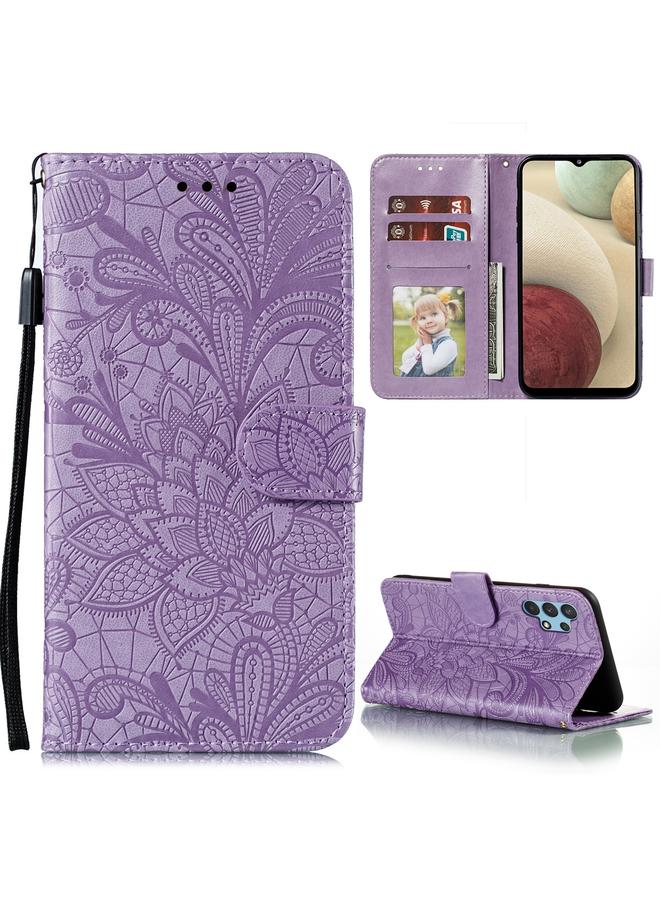 S-TOP Case For Samsung Galaxy A32 4G Lace Flower Embossing Pattern Horizontal Flip Leather Case with Holder & Card Slots & Wallet & Photo Frame - Image 1