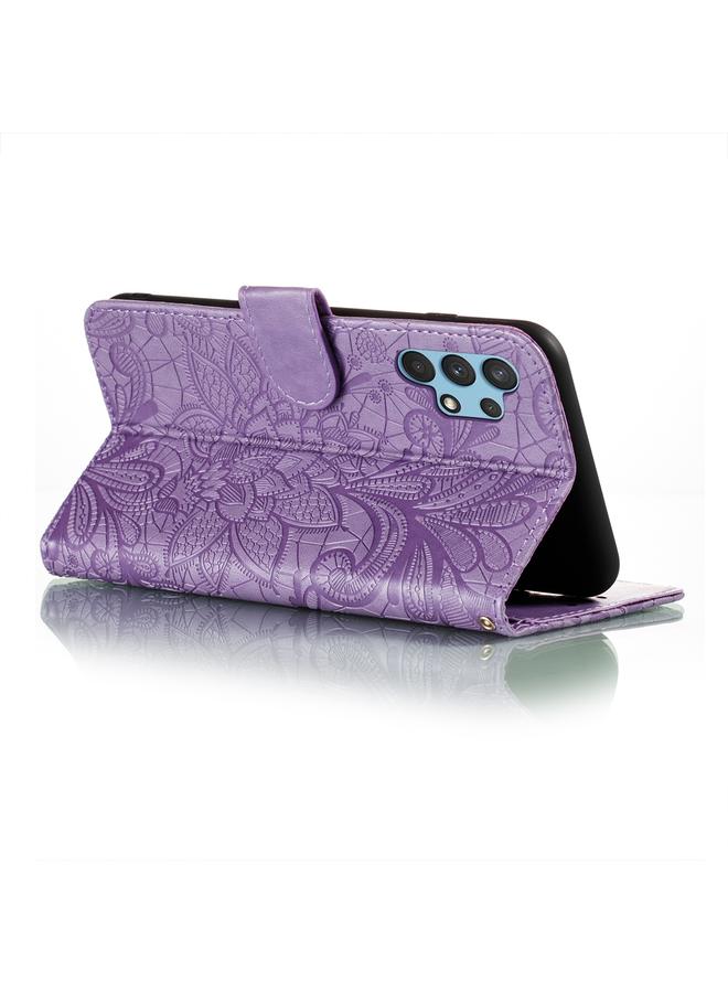 S-TOP Case For Samsung Galaxy A32 4G Lace Flower Embossing Pattern Horizontal Flip Leather Case with Holder & Card Slots & Wallet & Photo Frame - Image 5