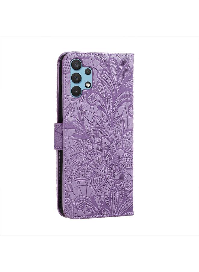 S-TOP Case For Samsung Galaxy A32 4G Lace Flower Embossing Pattern Horizontal Flip Leather Case with Holder & Card Slots & Wallet & Photo Frame - Image 3