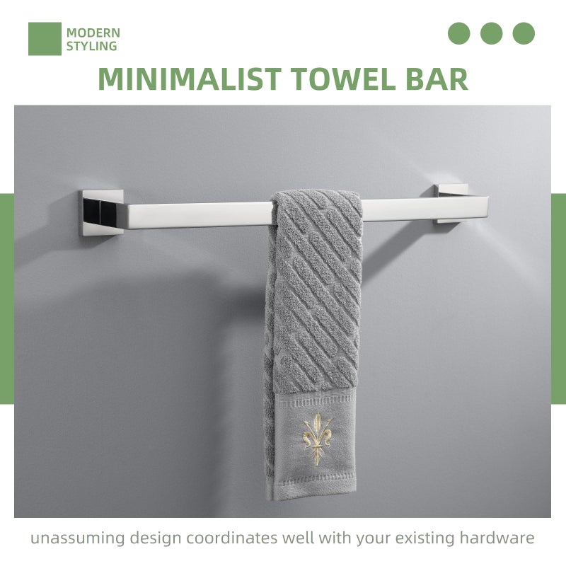 Angle Simple Bath Towel Bar 23.74", Angle Simple SUS304 Stainless Steel Bathroom Towel Holder, Shower Towel Rod, Single Towel Hanger Bar, Clothing Towel Rack for Wall, Polished Chrome - Image 3
