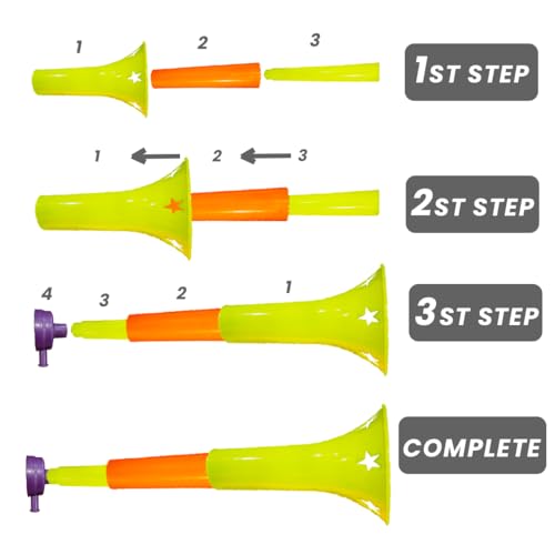 Wanna Party Vuvuzela Soccer Horn Collapsible Blow Horns Noise Maker Loud Sound Sports Horn Noisemaker for Sporting Events School Graduation Games Party Supplies Favors Accessories - Image 3