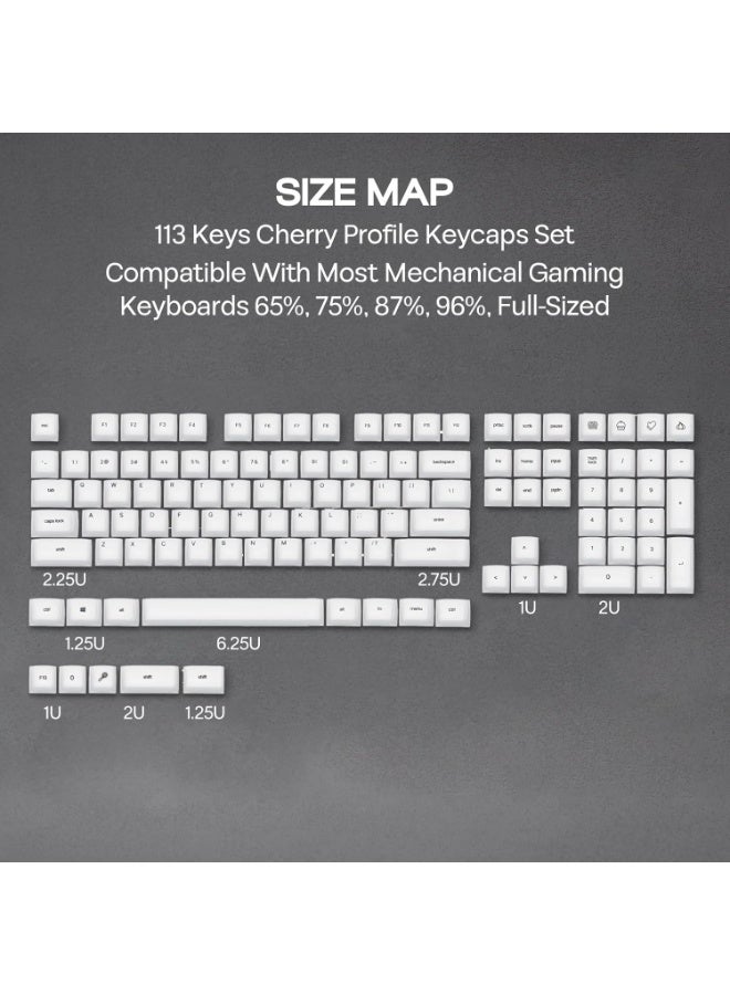 EPOMAKER AegisSil Keycap Set, Silicone Material, Cherry Profile, 113 Keys, 65%/75%/96%/Full Size, Custom Keyboard Keycaps Set for Cherry MX, Kailh, Outemu, Gateron Mechanical Gaming Keyboard (White) - Image 3