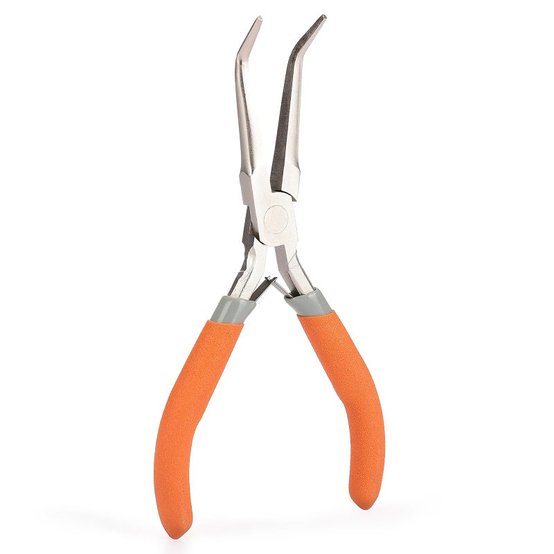 SIDAZON Fish Bone PliersTweezers 6 Inches Bent nose pliers Curved Stainless Steel With NonSlip Grip
