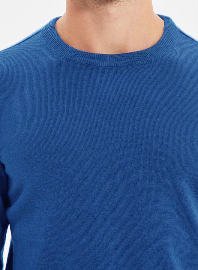 trendyol Blue Slim Slim Fit Crew Neck Plain Knitwear Sweater - Image 5