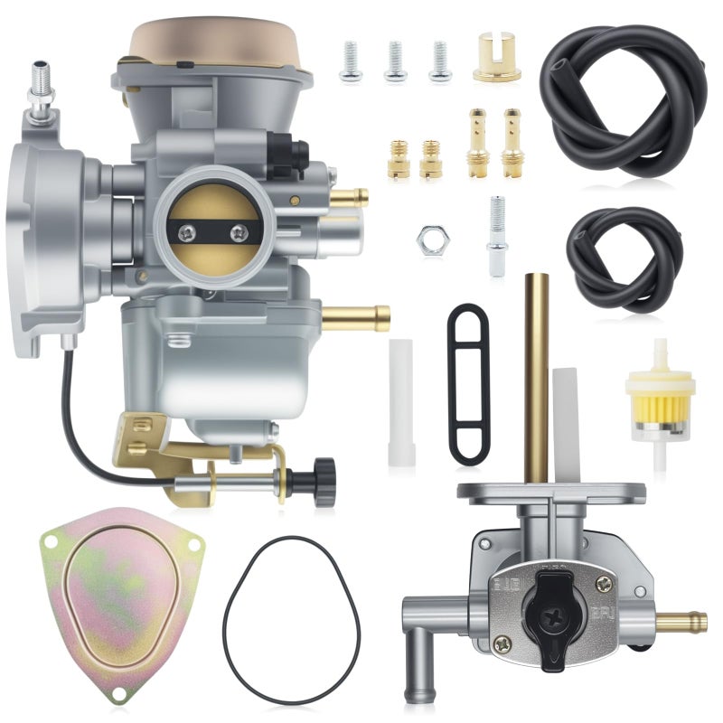 Triumilynn Carburetor + Petcock Fuel Valve for Su-zuki Ozark LTZ 250 Quadsport 250 Carb 2004-2009 LTF 250 2x4 2WD 2002-2009 Shutoff Switch, 13200-05G01 - Image 1
