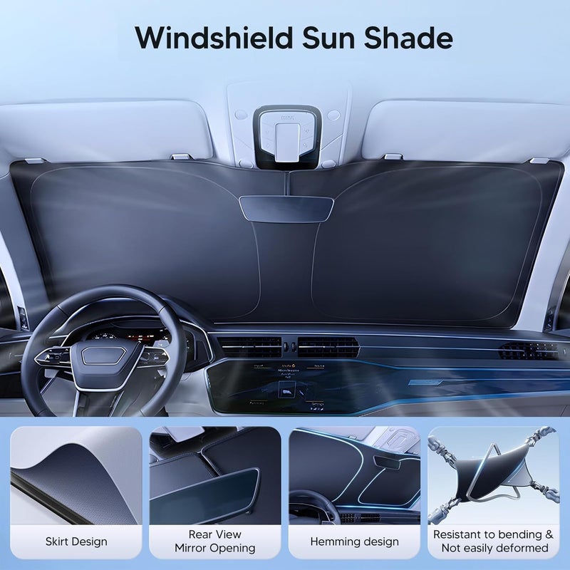 Eworld Car Windshield Sunshade for – Foldable Reflective Sun Visor with Storage Bag, UV & Heat Blocking Interior Protection - Image 5