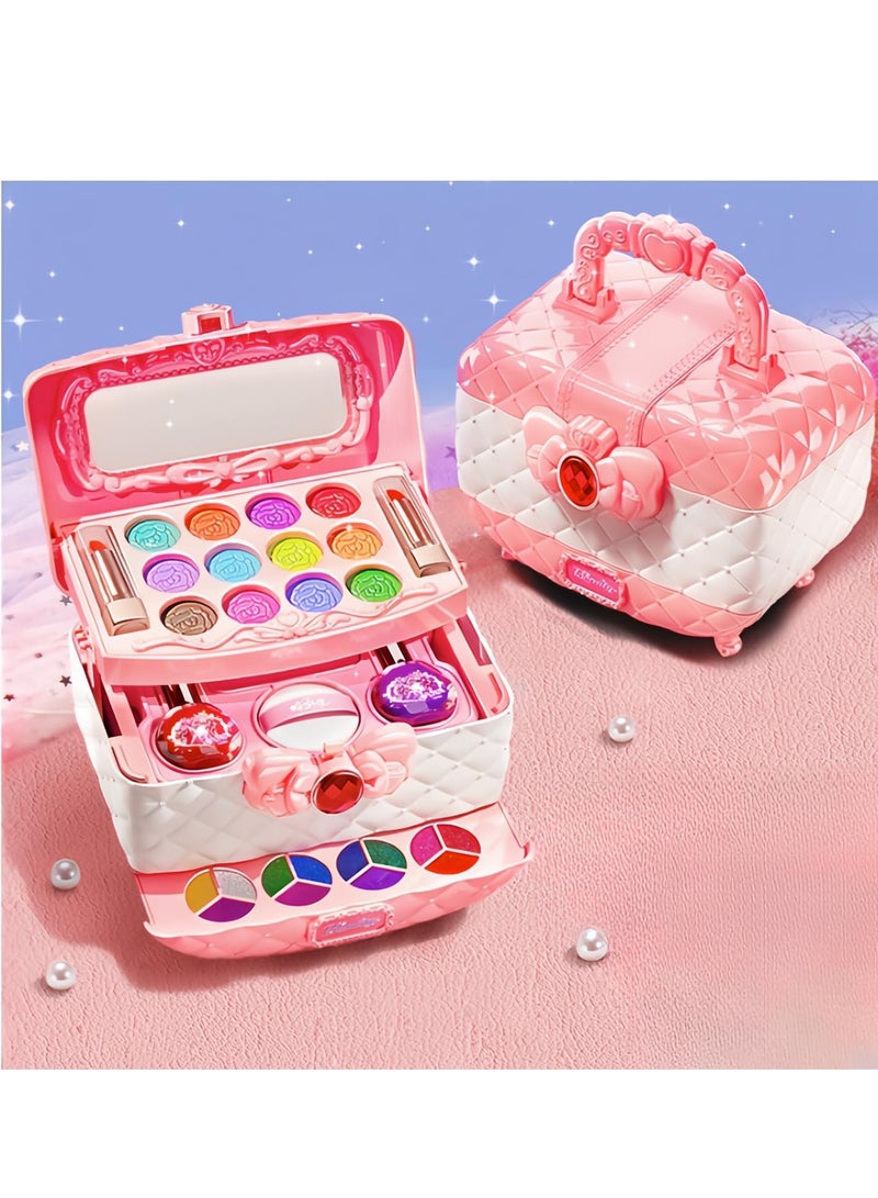 MONOGUE Kids Makeup Kit for Girls Gift, Washable Pretend Play Beauty Set Toys with Cosmetic Case - Image 1