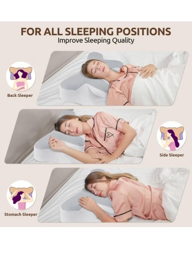 MIXSNOW Cervical Pillow Neck Pillow for Pain Relief Sleeping, Orthopedic Contour Memory Foam Pillows for Bed with Cooling Pillow Covers, Adjustable Ergonomic Pillows for Back Stomach Side Sleeper - Image 4