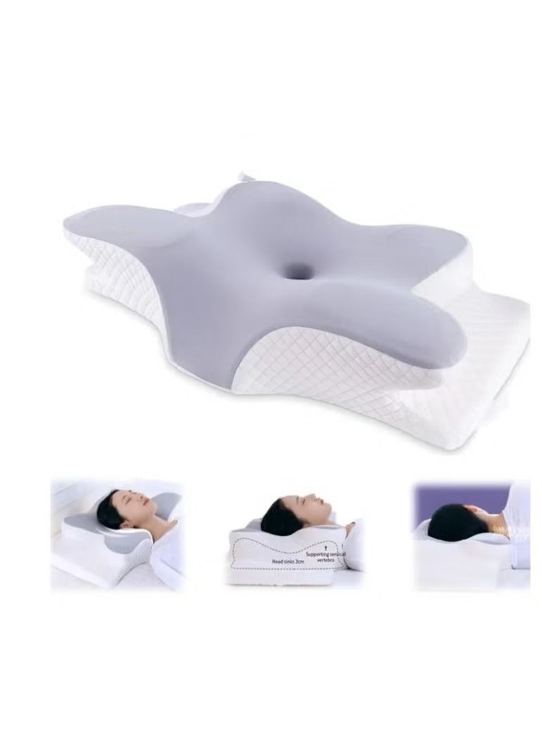 Cervical Pillow Neck Pillow for Pain Relief Sleeping, Orthopedic Contour Memory Foam Pillows for Bed with Cooling Pillow Covers, Adjustable Ergonomic Pillows for Back Stomach Side Sleeper