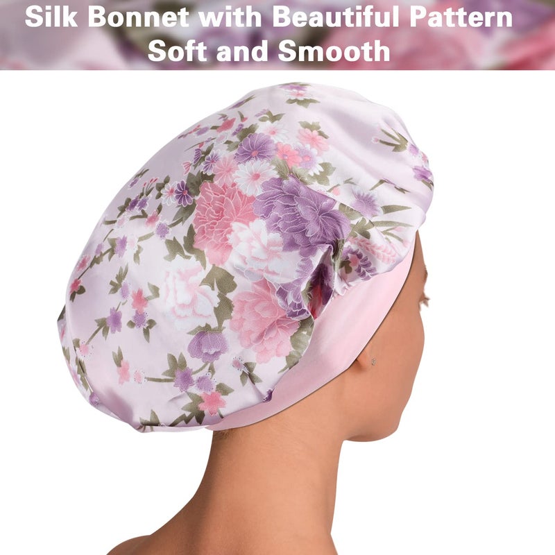 ROYBENS Satin Bonnet Hair Bonnet for Sleeping- 4 Pack Large Bonnets for Women with Elastic Soft Band for Curly Hair Braids - Image 3