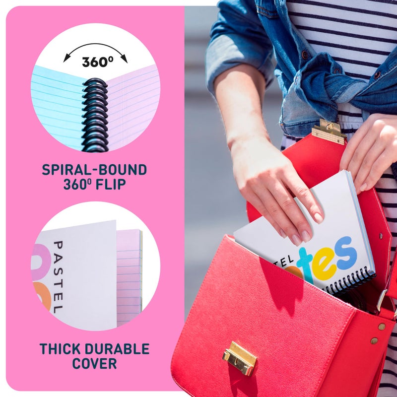 Manaloom Spiral Notebook, 5x7 Inch Notebooks - Wirebound College Ruled Note Books, Bright Pastel Colored Lined Paper, Perforated Notepad Memo Books - Durable Poly Cover, Journaling Notebook - 100 Sheets - 3 - Image 2