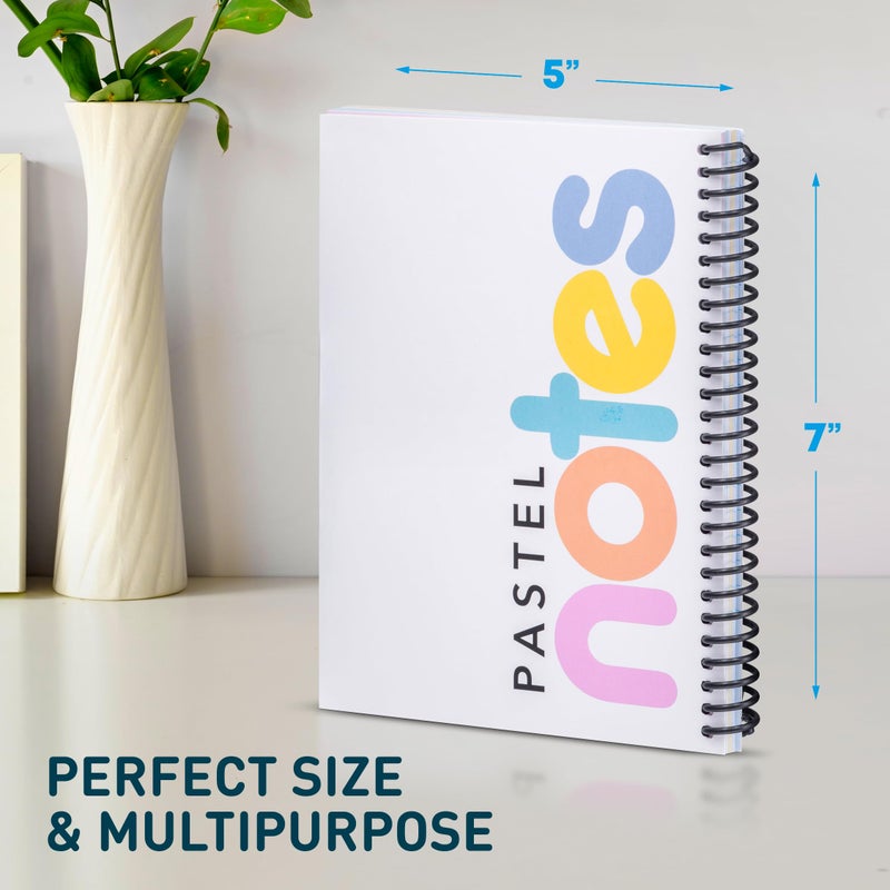 Manaloom Spiral Notebook, 5x7 Inch Notebooks - Wirebound College Ruled Note Books, Bright Pastel Colored Lined Paper, Perforated Notepad Memo Books - Durable Poly Cover, Journaling Notebook - 100 Sheets - 3 - Image 5