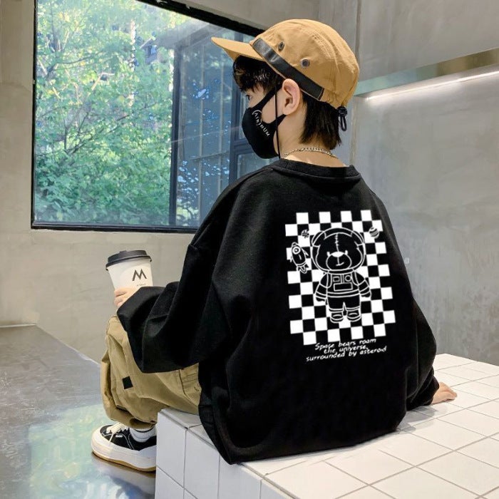 Boys' Long-Sleeve T-Shirt 2026 New Style Base Layer Sweatshirt For Older Children, Autumn Thickened Boys' Top, Pure Cotton Children'S Clothing Boys' T-Shirt - Image 1