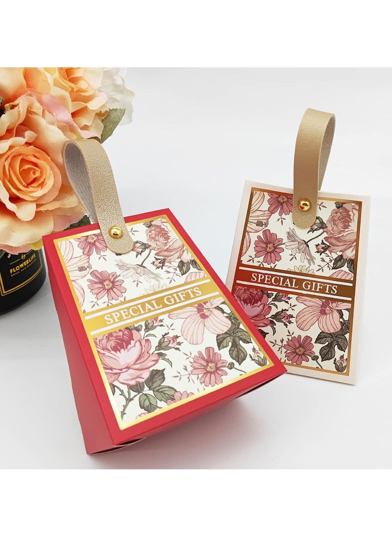 24PCS Portable Paper Candy Boxes Flower Pattern Wedding Favour Boxes Triangular Shaped Party Gift Bags Paper Treat Boxes Party Packs Party Decorations for Wedding Birthday - Image 5
