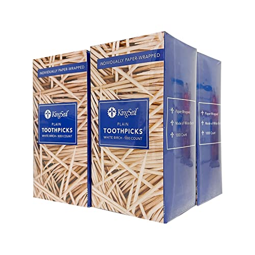 KingSeal 4000 Count | KingSeal Individually Paper Wrapped PLAIN Unflavored Birch Toothpicks, Eco-Friendly and Compostable, 2.5 Inches, Bulk Pack - 4 Boxes x1000 - Image 4