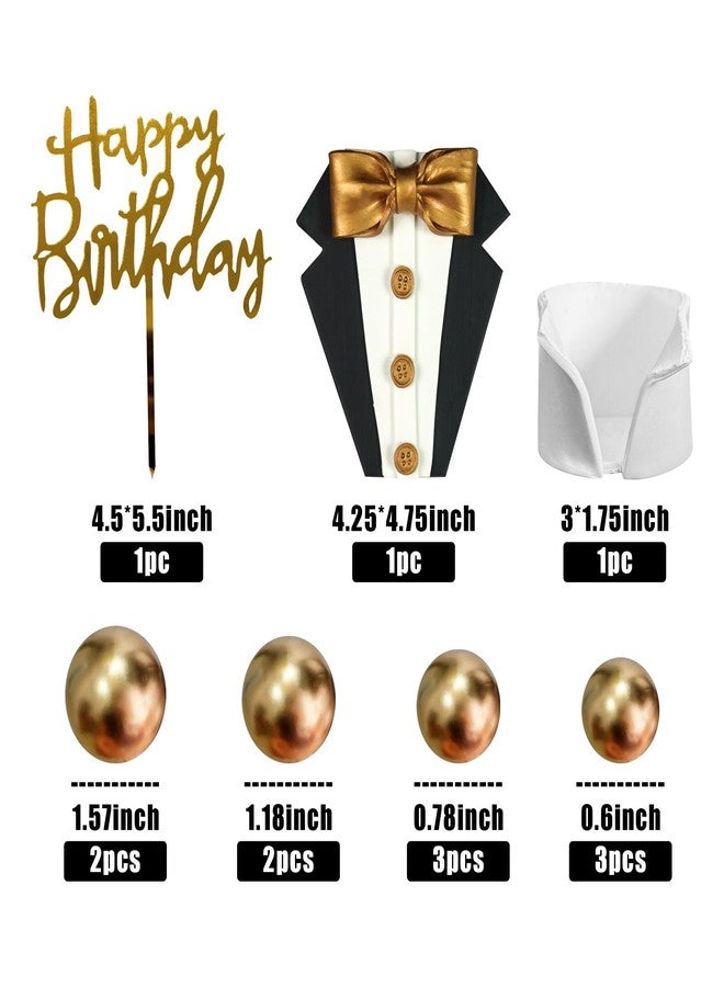 DRWATE Suit Cake Topper Boss Cake Decorations with Golden Balls for Man Birthday Party Father Theme Decoration - Image 2